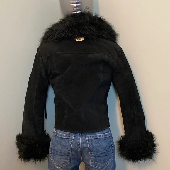 Baby Phat Black Leather Jacket with Faux Fur - Picture 4 of 15